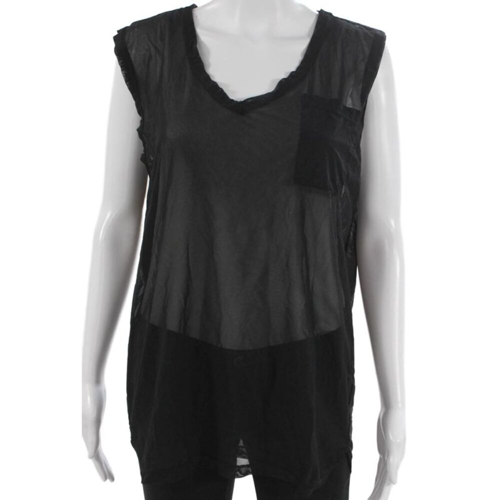 Olympia Womens Sleeveless V-Neck Basic Nylon Tank Black Size PP